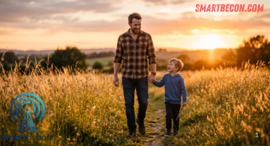 father and son caption