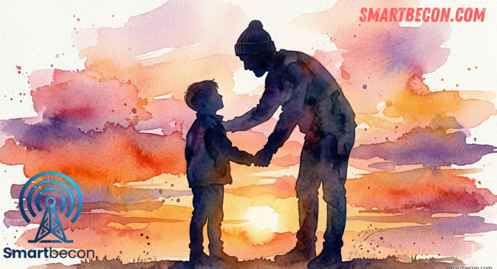 father and son caption