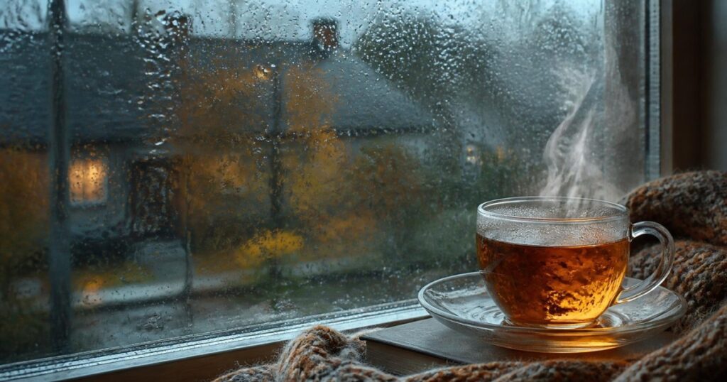 Tea and Rain Vibes Captions